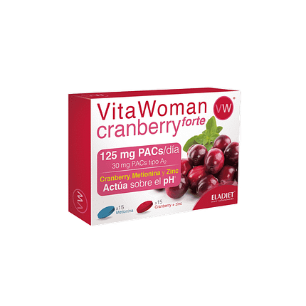 Vitawomen Cranberry Forte, suplemento alimentar, sem açúcar, sem glúten, sem lactose