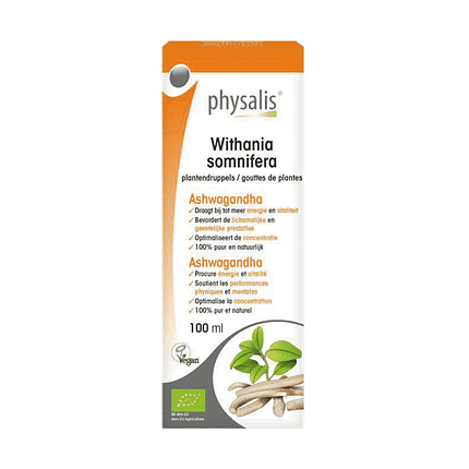 Withania Somnifera Gotas, suplemento alimentar biológico, vegan