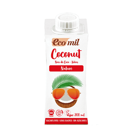 Bebida de Coco Nature, ingredientes biológicos, sem açúcar, sem glúten, vegan, vegetariano