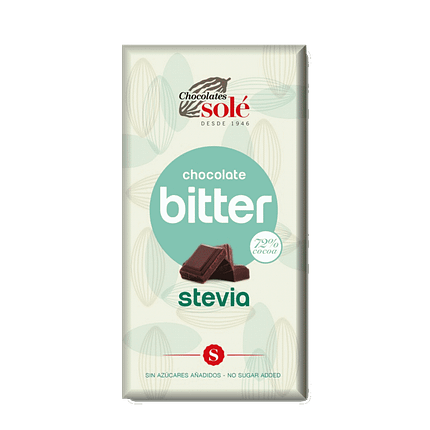 Chocolate Negro Bitter com Stevia, sem glúten