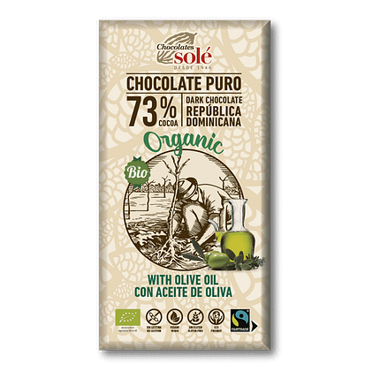 Chocolate Negro com Azeite, ingredientes biológicos, sem glúten, vegan