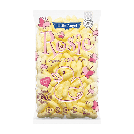 Snack Milho Rosie, com ingredientes biológicos, sem glúten, sem sal, sem lactose, vegan