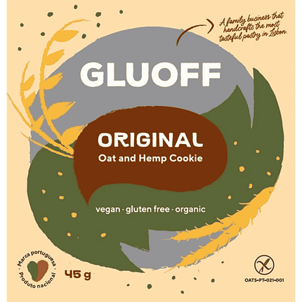 Bolacha de Aveia com Cânhamo, ingredientes biológicos, sem glúten, vegan