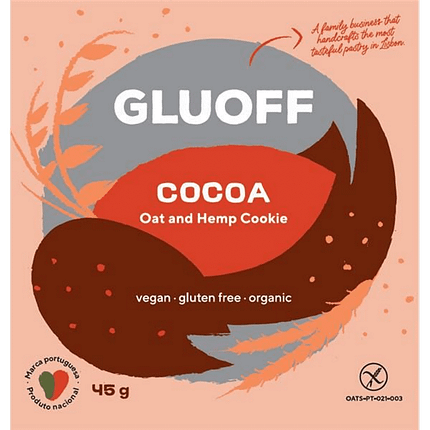 Bolacha de Aveia e Cacau, com ingredientes biológicos, sem glúten, vegan