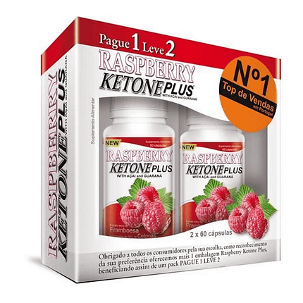 Pack Pague 1 Leve 2 Raspberry Ketone Plus with Açaí and Guaraná, suplemento alimentar