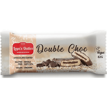 Barra de Aveia, Cacau e Chocolate, com ingredientes biológicos, sem glúten, vegan e vegetariano