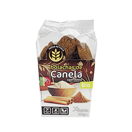 Bolachas de Canela com Aveia, com ingredientes biológicos, sem lactose, vegan