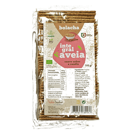 Bolacha Integral de Flocos de Aveia, com ingredientes biológicos