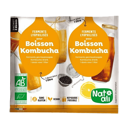 Preparado em Pó Bebida Kumbucha, com ingredientes biológicos, sem glúten, para vegans e vegetarianos