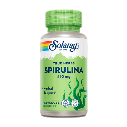 Spirulina 410 mg, suplemento alimentar sem glúten, vegan