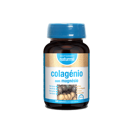 Colagénio com Magnésio, suplemento alimentar sem açúcar, sem glúten, sem lactose