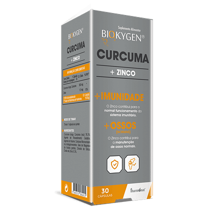 Curcuma + Zinco, suplemento alimentar