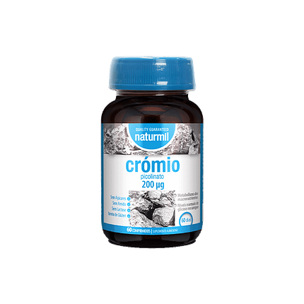Crómio Picolinato, suplemento alimentar sem açúcar, sem glúten, sem lactose, sem soja