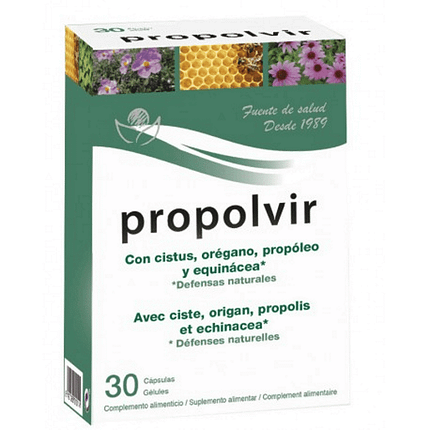 Propolvir, suplemento alimentar sem álcool, sem glúten, sem lactose