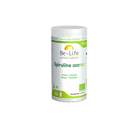 Spirulina 1000, suplemento alimentar biológico, sem glúten, sem lactose, vegan