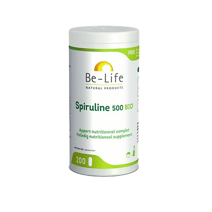 Spirulina 500 Bio, suplemento alimentar sem glúten, sem lactose, vegan, vegetariano