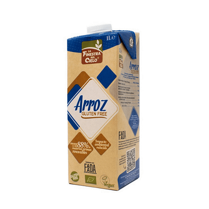 Bebida de Arroz Sem Glúten, com ingredientes de agricultura biológica, alimentação vegan