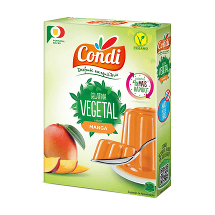 Gelatina Vegetal sabor a Manga, alimentação vegan