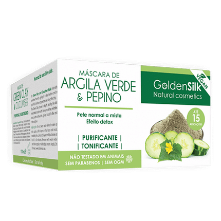 Máscara de Argila Verde e Pepino, cosmética vegan