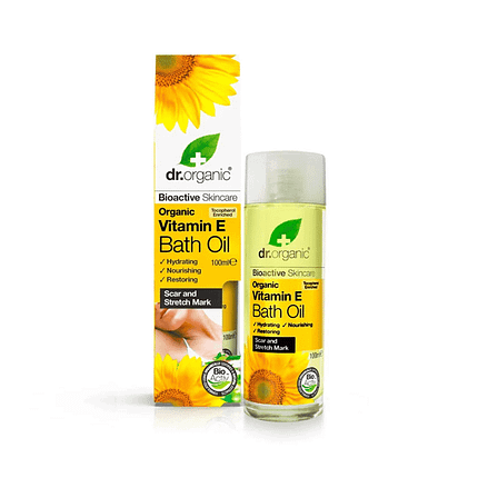 Óleo de Banho Vitamina E, com ingredientes biológicos, cosmética vegan e vegetariana