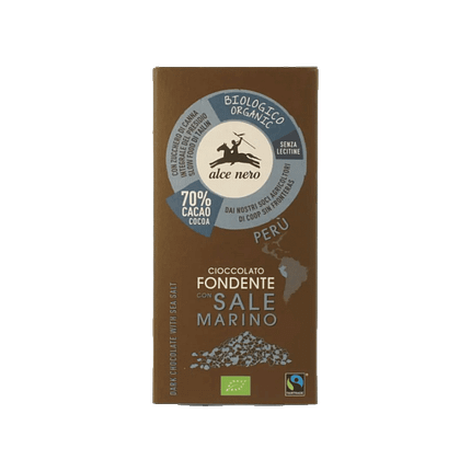 Chocolate Preto com Sal Marinho, com ingredientes biológicos, sem glúten