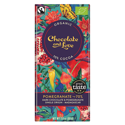 Chocolate Vegan Pomegranate 70% Cacau