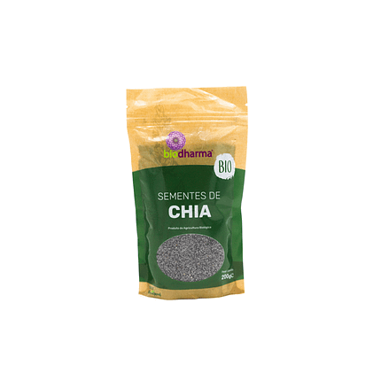 Sementes de Chia, biológico, sem glúten, sem lactose, sem soja, vegan e vegetariano