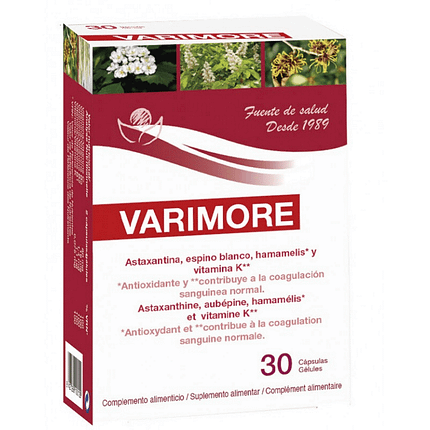 Varimore, suplemento alimentar sem glúten, sem lactose, adequado a vegans