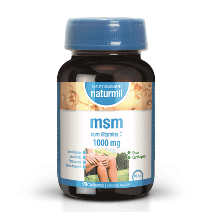 MSM com Vitamina C, suplemento alimentar sem açúcar, sem glúten, sem lactose e sem soja