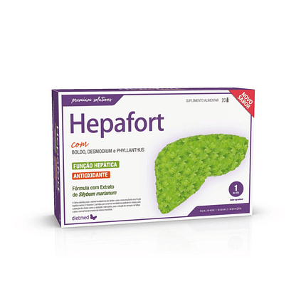 Hepafort, suplemento alimentar sem glúten, sem lactose, vegan