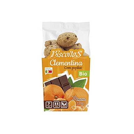 Biscoitos de Clementina com Pepitas de Chocolate, com ingredientes biológicos, para vegans