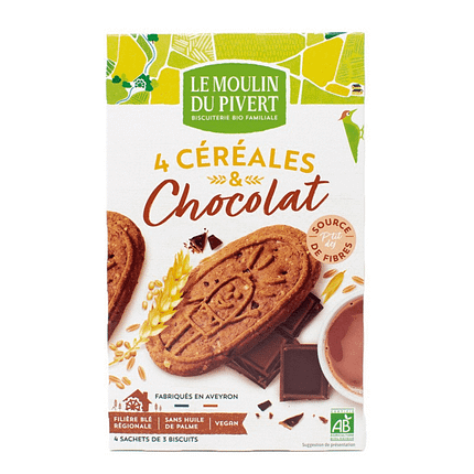 Bolachas de Cereais e Chocolate com ingredientes biológicos