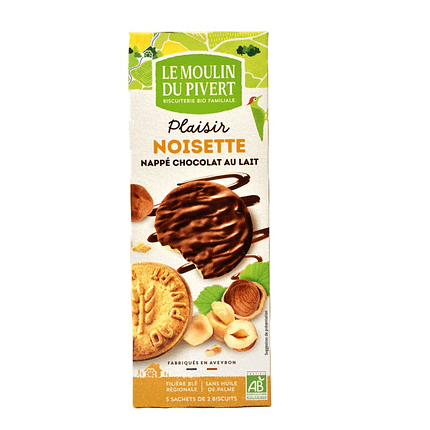 Bolachas Prazer de Chocolate Leite e Avelãs com ingredientes de origem biológica