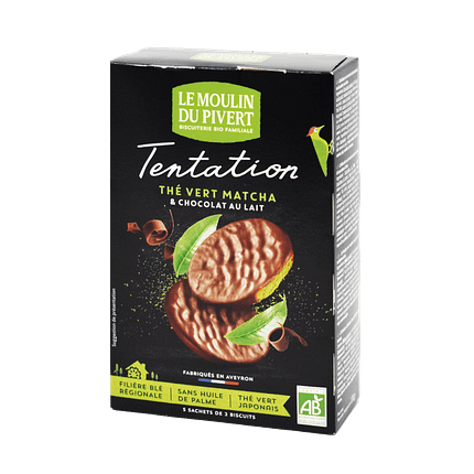 Bolachas Tentação Chá Verde Matcha com ingredientes de origem biológica