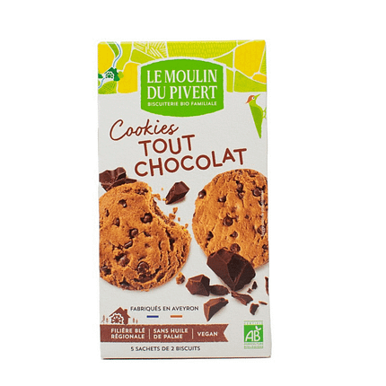 Cookies de Chocolate Preto e Pepitas de Chocolate com ingredientes de origem biológica e adequados a vegans