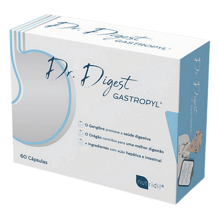 Dr. Digest Gastropyl, suplemento alimentar sem açúcar, sem glúten e sem lactose