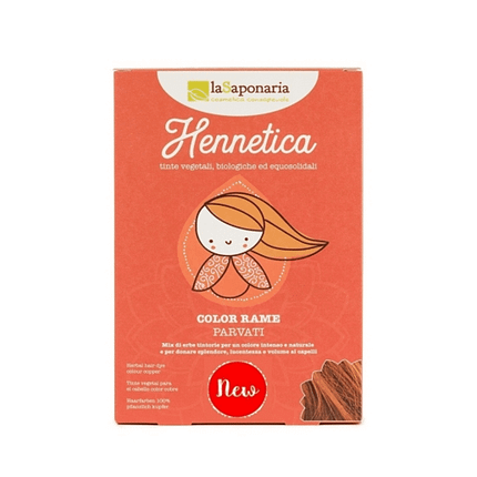 Hennetica Tinta Vegetal para Cabelo Parvati - Cor Cobre, com ingredientes biológicos, adequado a vegans