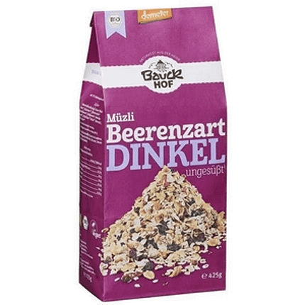 Muesli Espelta, Frutos Secos e Bagas, com ingredientes biológicos, para vegans