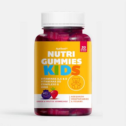 Nutrigummies Kids com sabor a frutos vermelhos, para vegans e vegetarianos