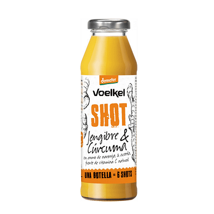 Shot de Gengibre e Curcuma com ingredientes de origem biológica