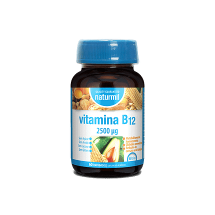 Vitamina B12, suplemento alimentar sem açúcar, sem glúten, sem soja, sem lactose