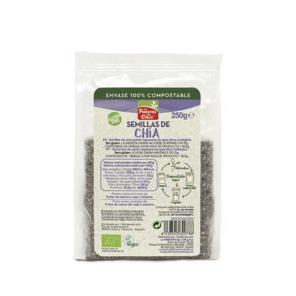 Sementes de Chia, biológicas, sem glúten e adequadas a vegans