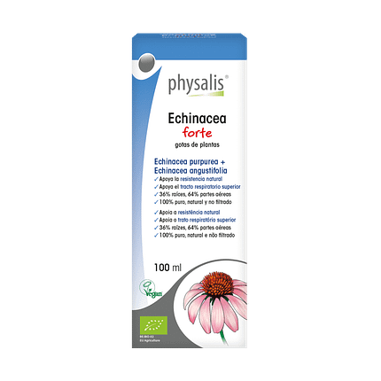 Echinacea Forte em Gotas, suplemento alimentar com ingredientes biológicos, vegan