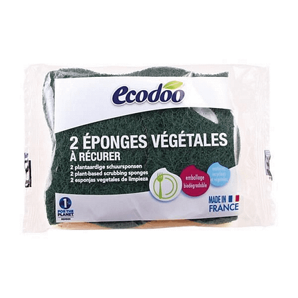Esponjas Vegetais com Esfregão Verde com materiais vegetais e recicláveis