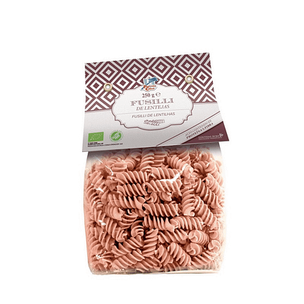 Fusilli de Lentilhas com ingredientes biológicos e sem glúten
