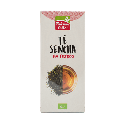 Chá Sencha biológico em filtros