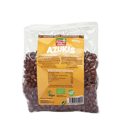 Feijão Azuki biológico, sem glúten, adequado a vegans