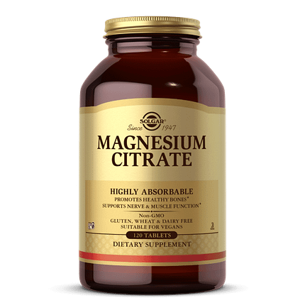 Magnesium Citrate, suplemento alimentar sem glúten, vegan