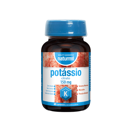 Potássio citrato, suplemento alimentar sem lactose, sem glúten, sem soja, vegan, vegetariano