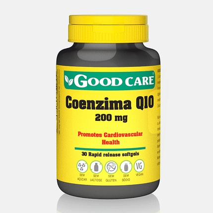 Coenzima Q10 200 mg, suplemento alimentar sem açúcar, sem glúten, sem lactose, vegan